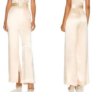 Nicholas 100% Silk Split Hem Pants Ivory Cream Size 6